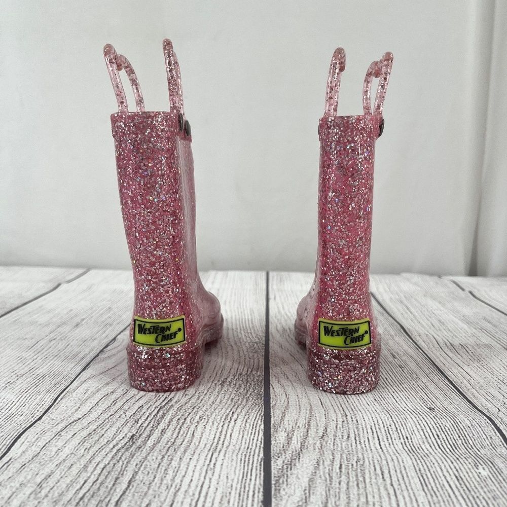 Western Chief Glitter Lighted Rain Boots in Pink Size 5 Toddler - Picture 2 of 5